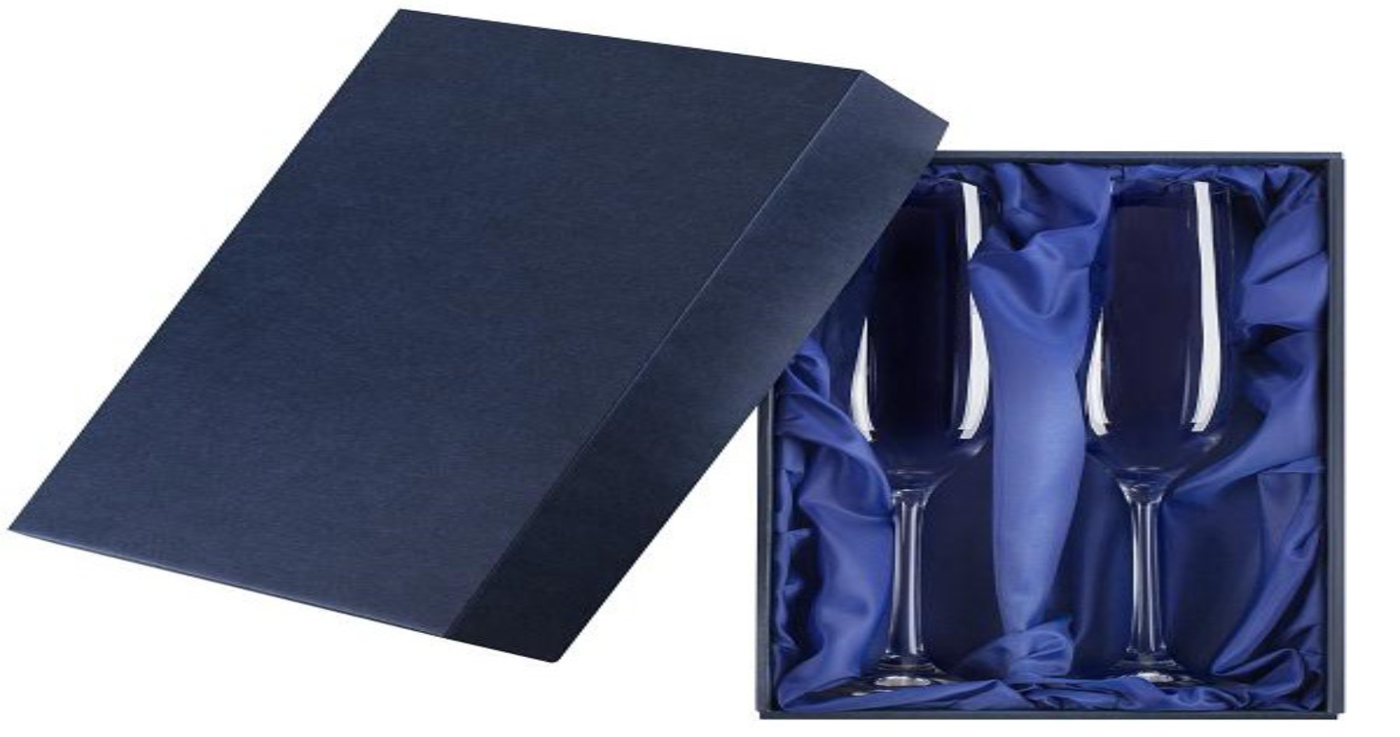 Dárková krabice na 2 vinné sklenice 1 ks modrý satén