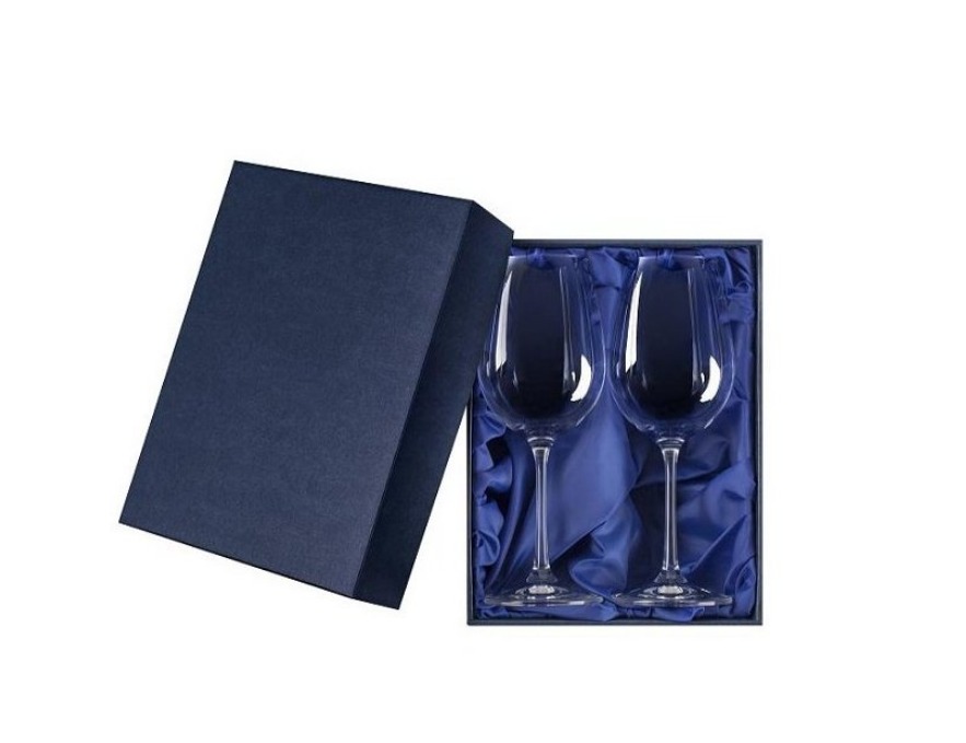 Dárková krabička s modrým saténem na 2 sklenice Sandra 250 ml